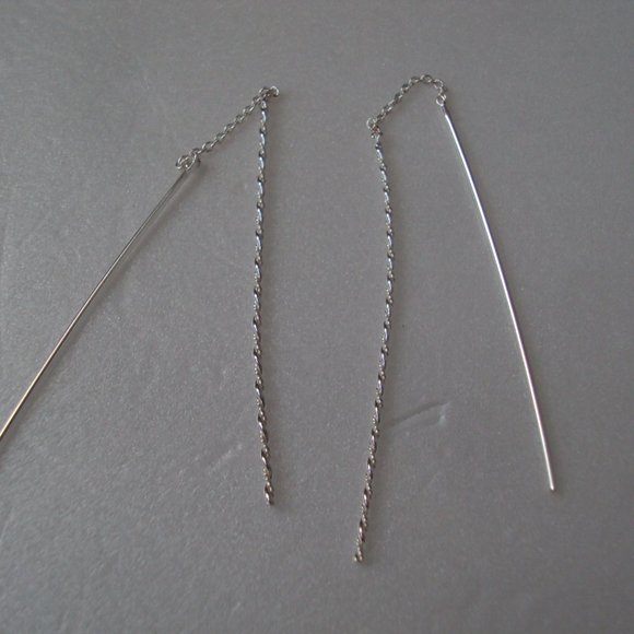 Twist sterling silver earrings 5" long POS150 - Picture 1 of 3